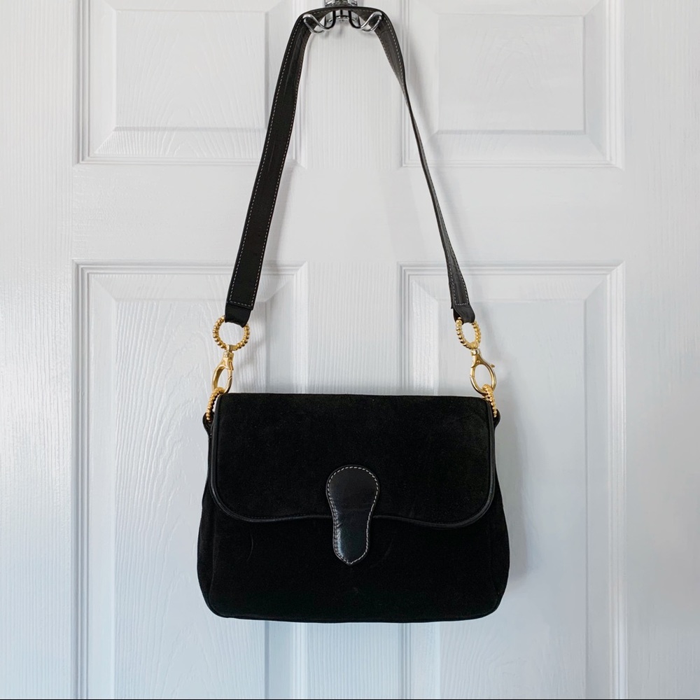 Kleinberg velvet bag black gold snap closure